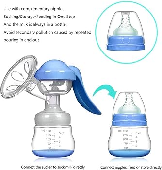 Kamelkart Manual Breast Pump – Comfortable, Portable & Easy to Use | BPA-Free, Ergonomic Design (Blue)
